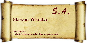 Straus Aletta névjegykártya